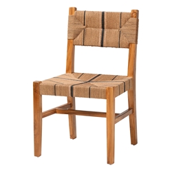 bali & pari Prita Bohemian Paper Loom and Natural Mahogany Wood Dining Chair